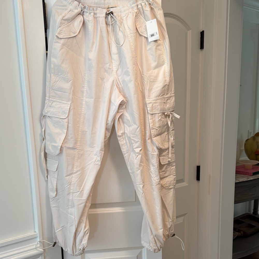 Beige Cargo Jogger Pants